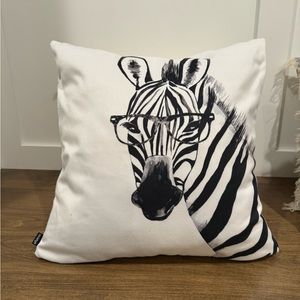 Zebra with glasses, black and white Throw Pillow (pillow insert not included)